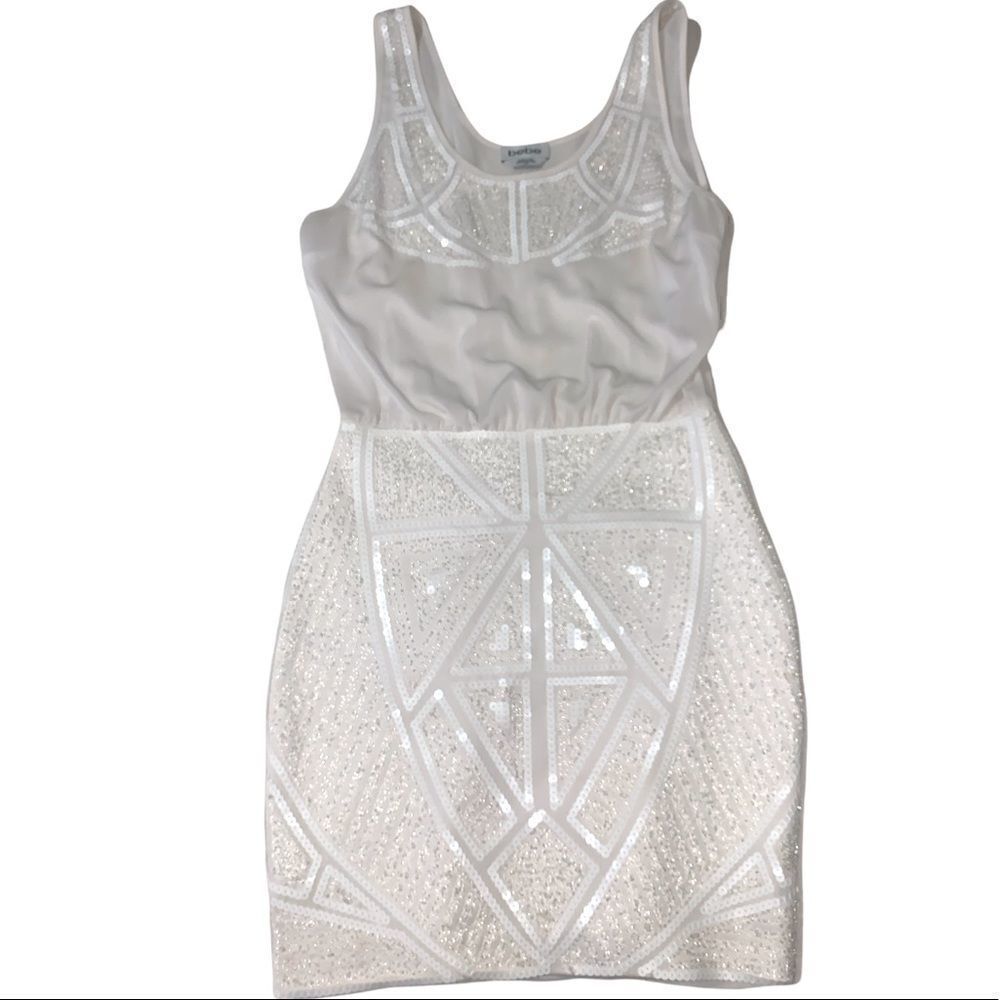 Bebe white sequin mini Dress